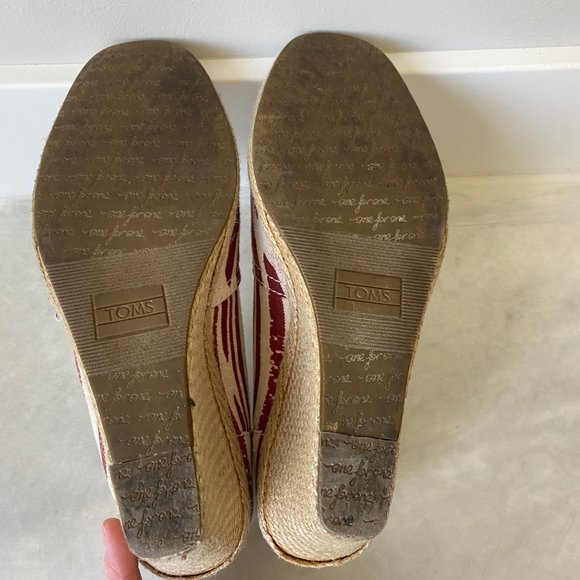 Toms Calypso Canvas Espadrille Peep Toe Wedges 7.5 - Picture 8 of 9